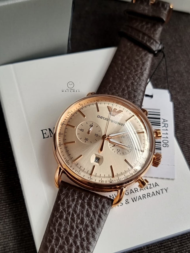 EMPORIO ARMANI Aviator Chronograph Quartz Grey Sunray Dial Men's Watch AR11106 Hover Image