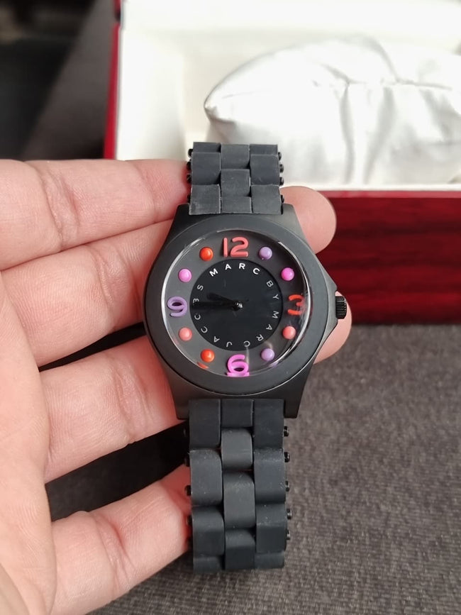 Marc by Marc Jacobs Women’s Quartz Silicone & Stainless Steel Chain Black Dial 36mm Watch MBM2543 Main Image