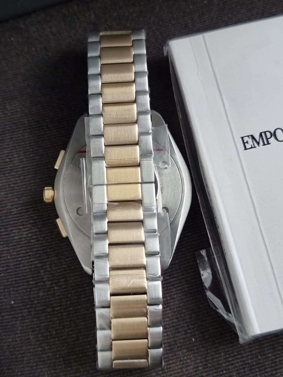 Emporio Armani Claudio Two-tone Stainless Steel Green Dial Chronograph Quartz Watch for Gents - AR11511 (Without Tag )