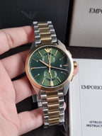Emporio Armani Claudio Two-tone Stainless Steel Green Dial Chronograph Quartz Watch for Gents - AR11511 (Without Tag )