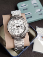Fossil Men’s Chronograph Quartz Stainless Steel Silver Dial 45mm Watch BQ2490 (Without Tag )