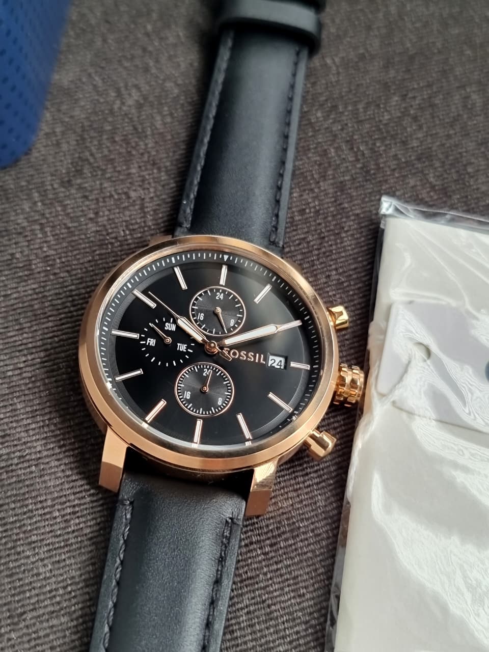 Fossil Rhett Multifunction Black Leather Watch - BQ2893 (Without Tag)