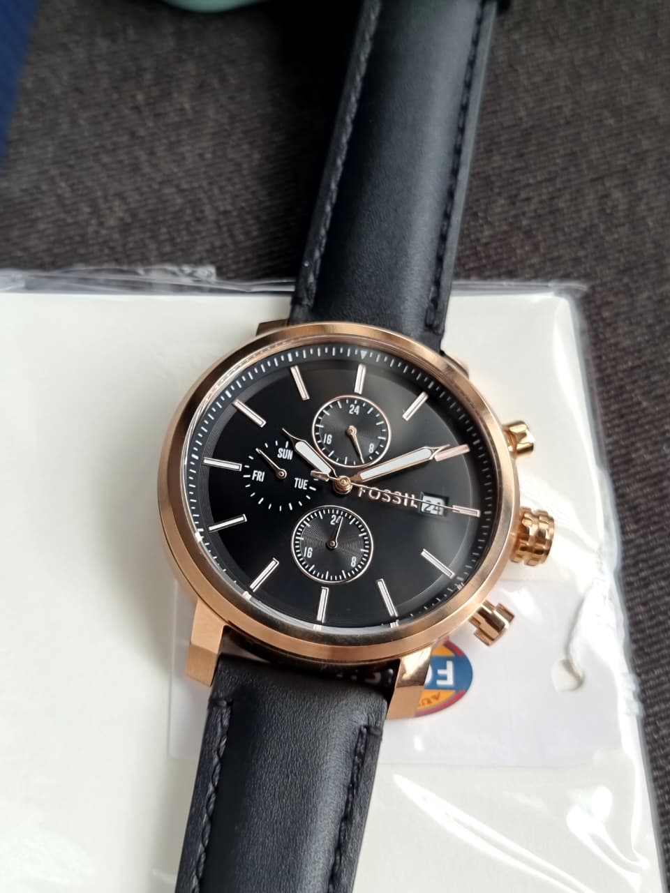 Fossil Rhett Multifunction Black Leather Watch - BQ2893 (Without Tag)