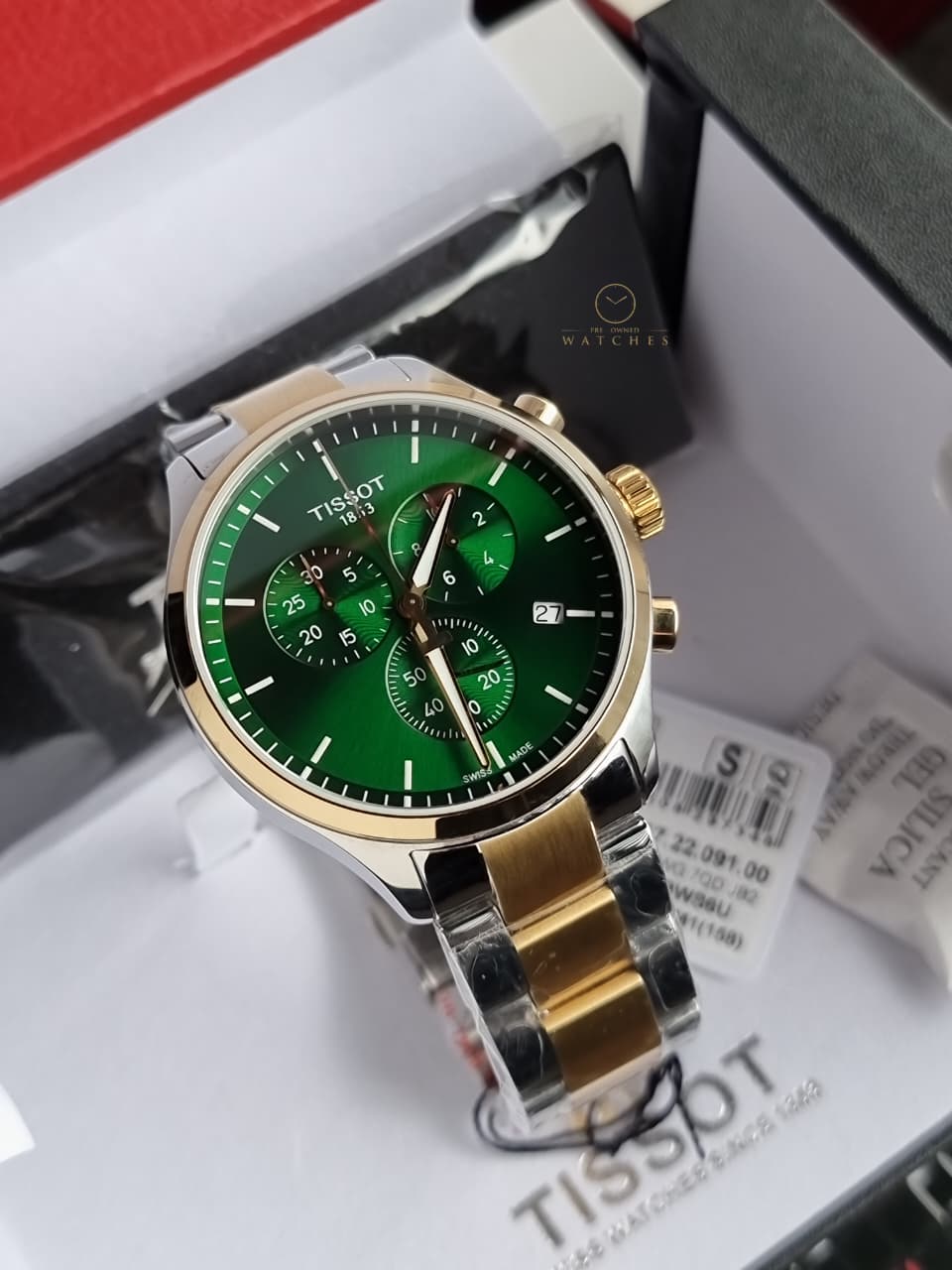 TISSOT Men’s Swiss Made Quartz Two-tone Stainless Steel Green Dial 45mm Watch T116.617.22.091.00