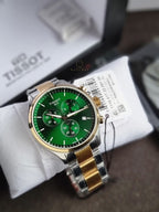TISSOT Men’s Swiss Made Quartz Two-tone Stainless Steel Green Dial 45mm Watch T116.617.22.091.00