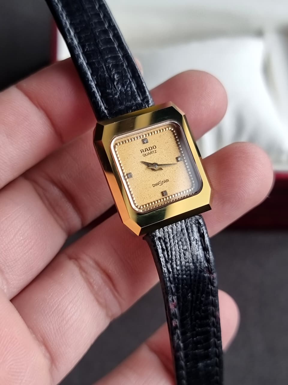 Rado Vintage Black Leather Strap  Quartz Watch