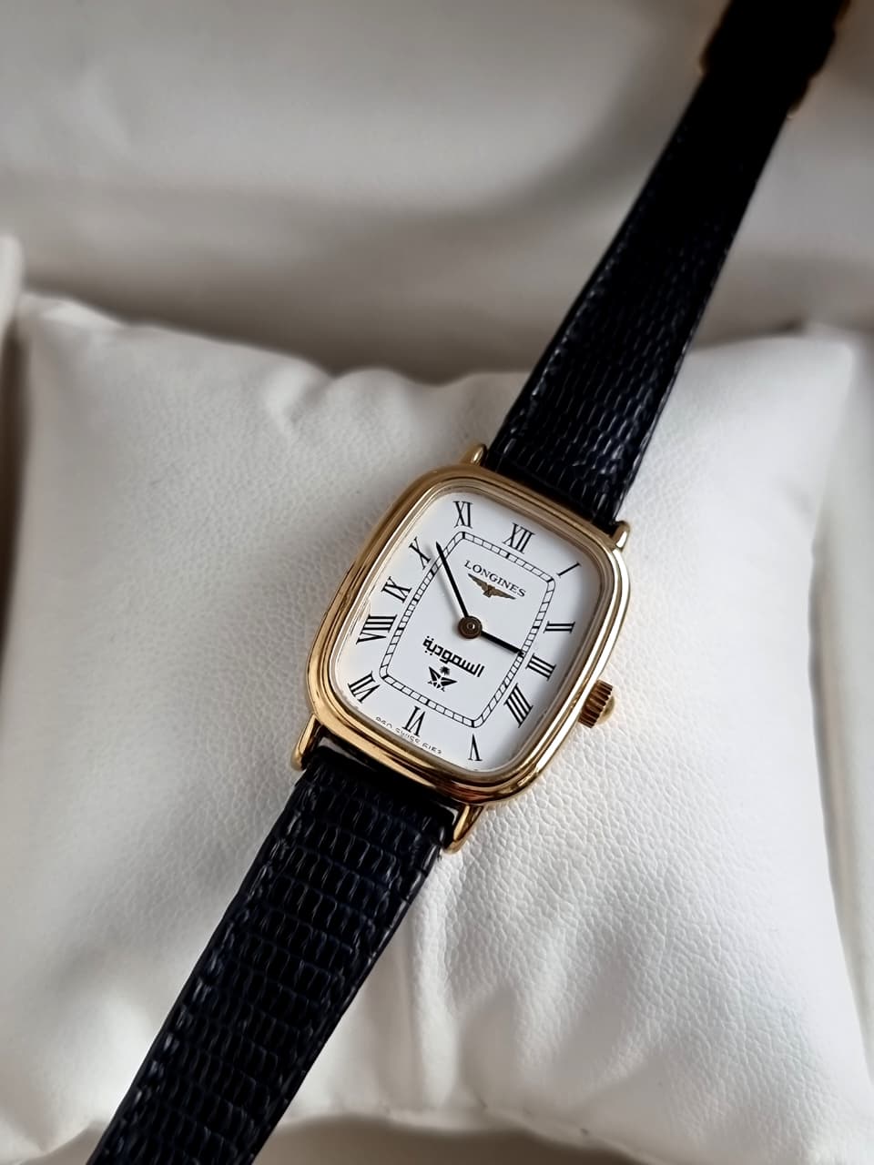 Longines Ladies Watch Black Leather Strap Quartz Watch