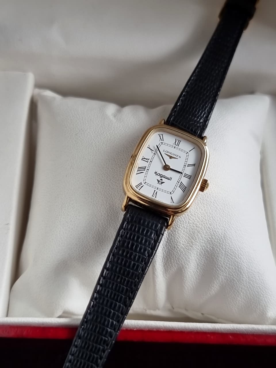 Longines Ladies Watch Black Leather Strap Quartz Watch