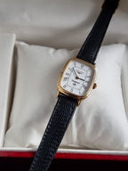Longines Ladies Watch Black Leather Strap Quartz Watch