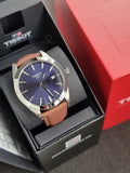 Tissot Gentleman Brown Leather strap Blue Dial Quartz Watch for Men's - T127.410.16.041.00