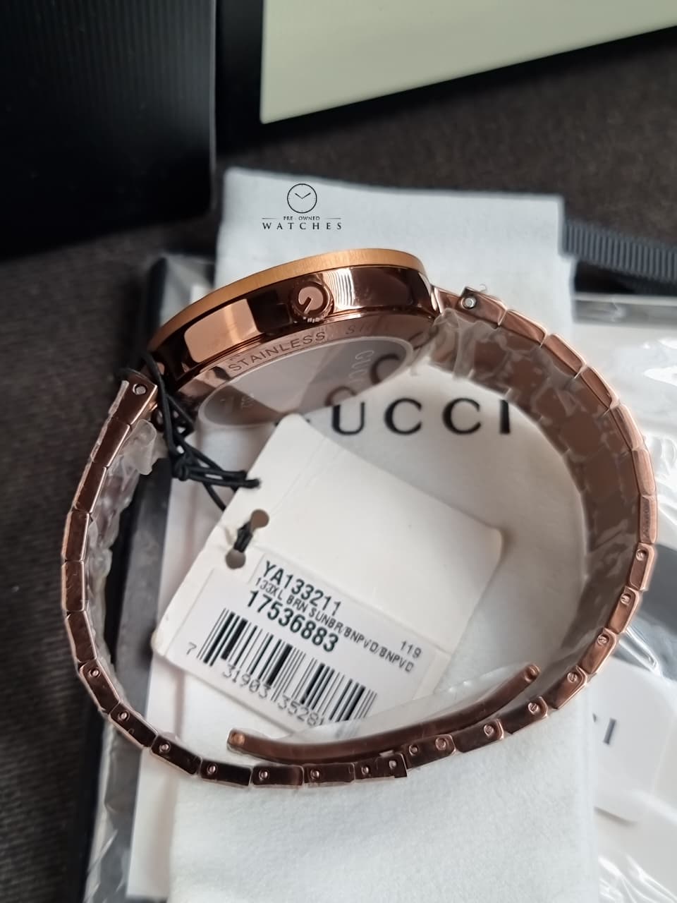 Gucci Swiss Quartz Metal and Alloy Dress Brown Men's Watch (Model: YA133211)