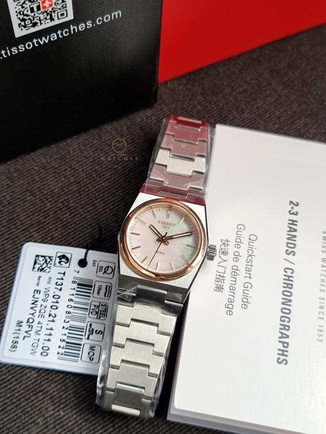 TISSOT  PRX Quartz 25mm Mother of Pearl Dial Two Tone Steel Women's Watch T137.010.21.111.00 Main Image