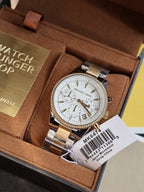 Michael Kors Women’s Quartz Chronograph Stainless Steel White Dial 37mm Watch MK6474 (WITHOUT TAG)