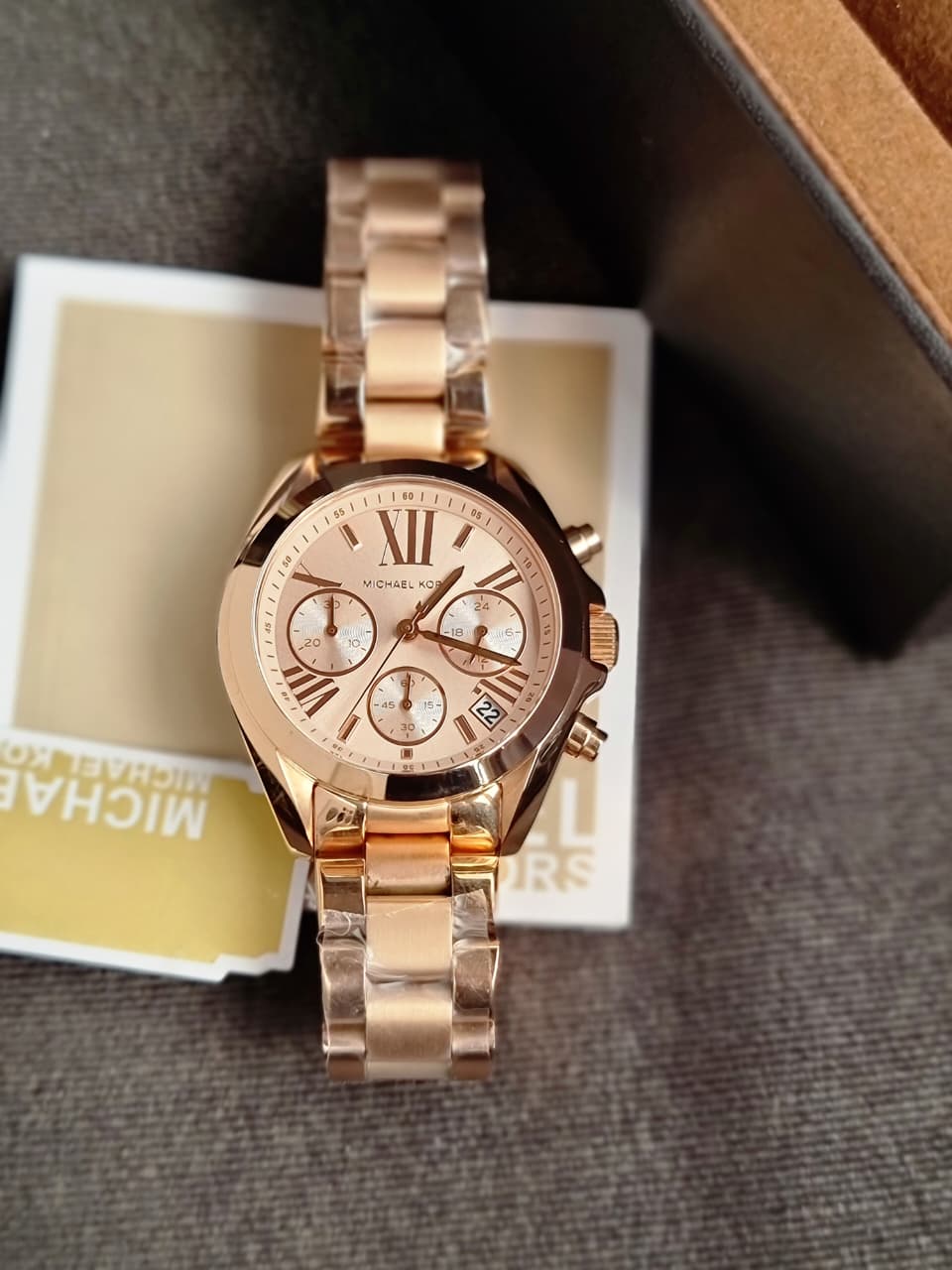 Michael Kors Bradshaw Rose Gold Stainless Steel Rose Gold Dial Chronograph Quartz Watch for Ladies - MK-5799