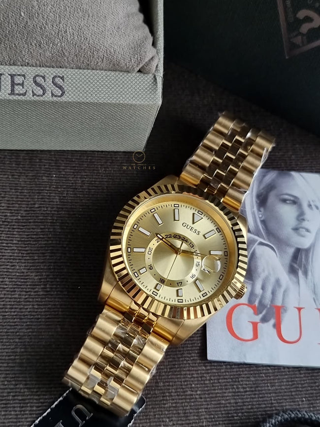 Guess Men's Wristwatch Jaden GW0977G2 Stainless Steel Gold Hover Image