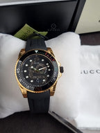 Gucci Men’s Analog Quartz Swiss Made Silicone Strap Black Dial 45mm Watch YA136219