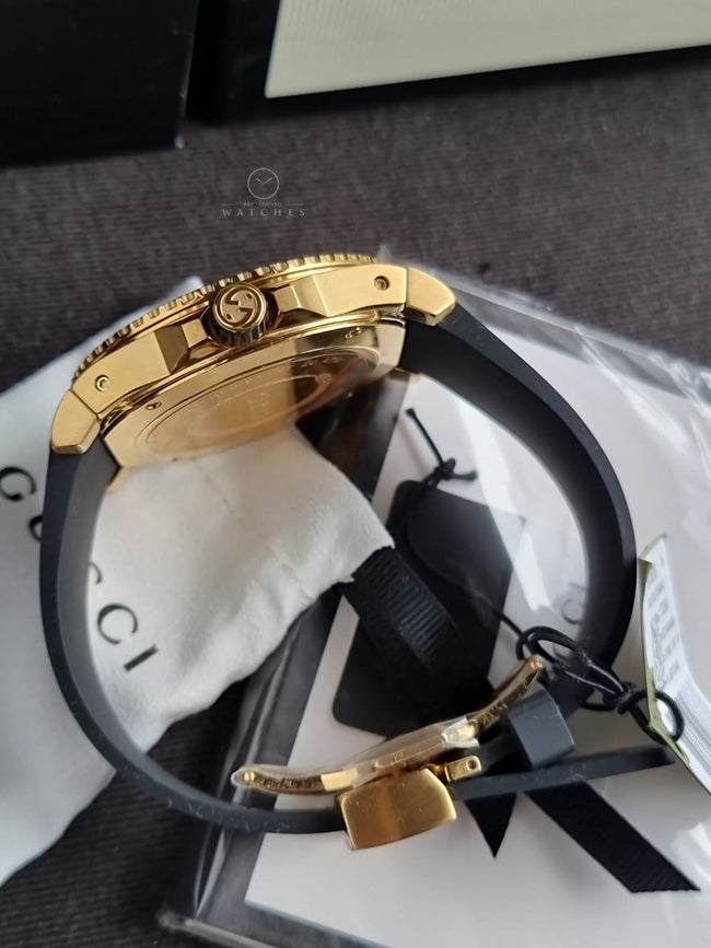 Gucci Men’s Analog Quartz Swiss Made Silicone Strap Black Dial 45mm Watch YA136219 Main Image