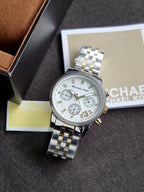 Michael Kors Jet Set Two-tone Stainless Steel Mother of pearl Dial Chronograph Quartz Watch for Ladies - MK-5057