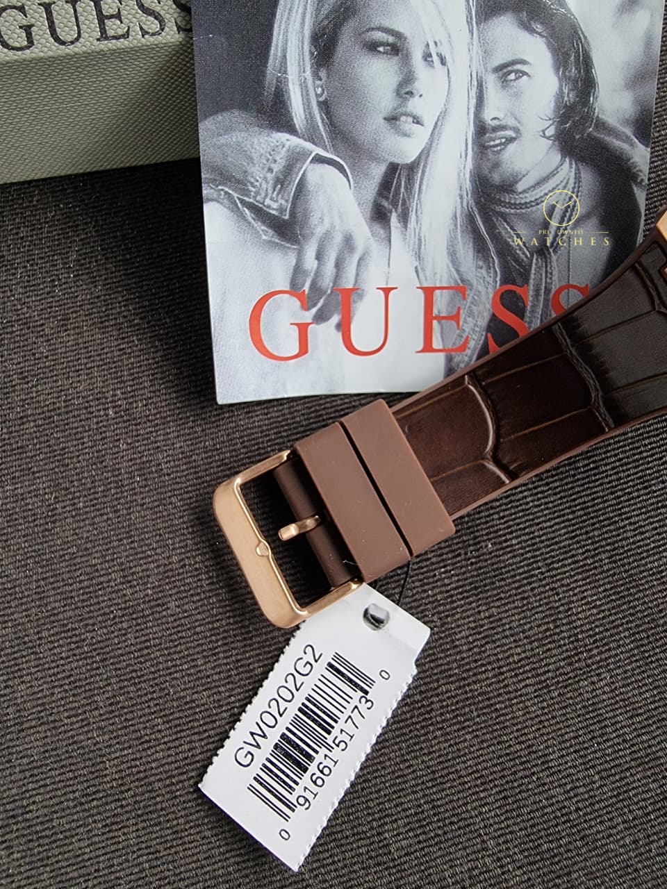 Guess Men’s Quartz Brown Silicone & Leather Strap Blue Dial 43mm Watch GW0202G2