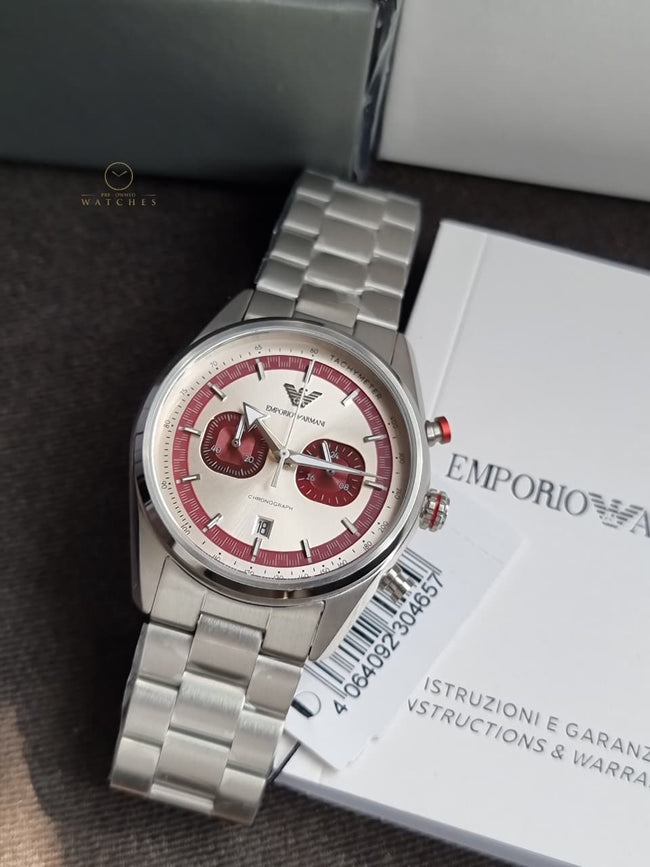 Emporio Armani Silver Tone Chronograph Watch AR11645 Hover Image