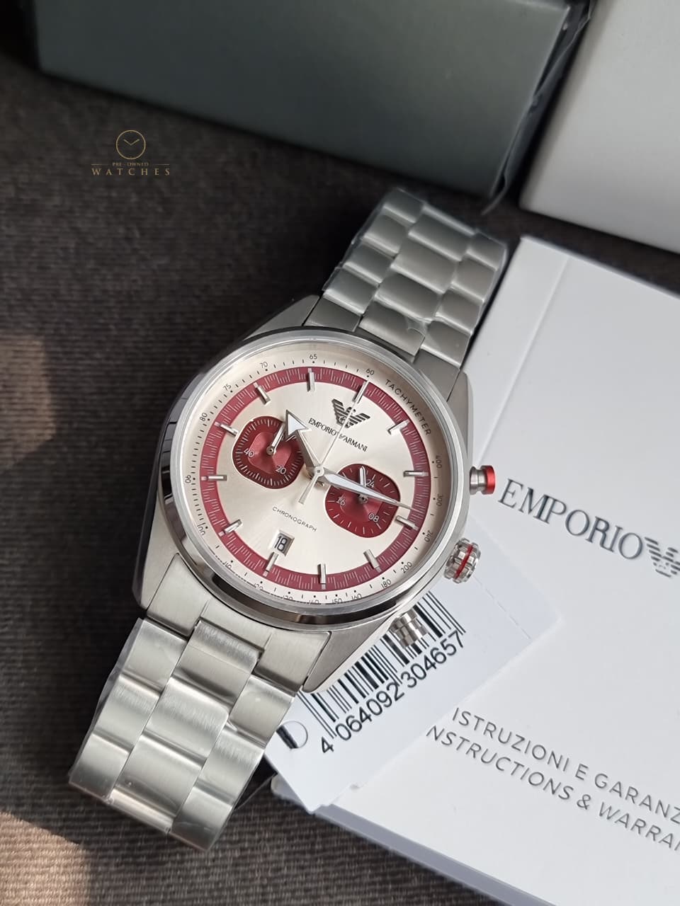 Emporio Armani Silver Tone Chronograph Watch AR11645