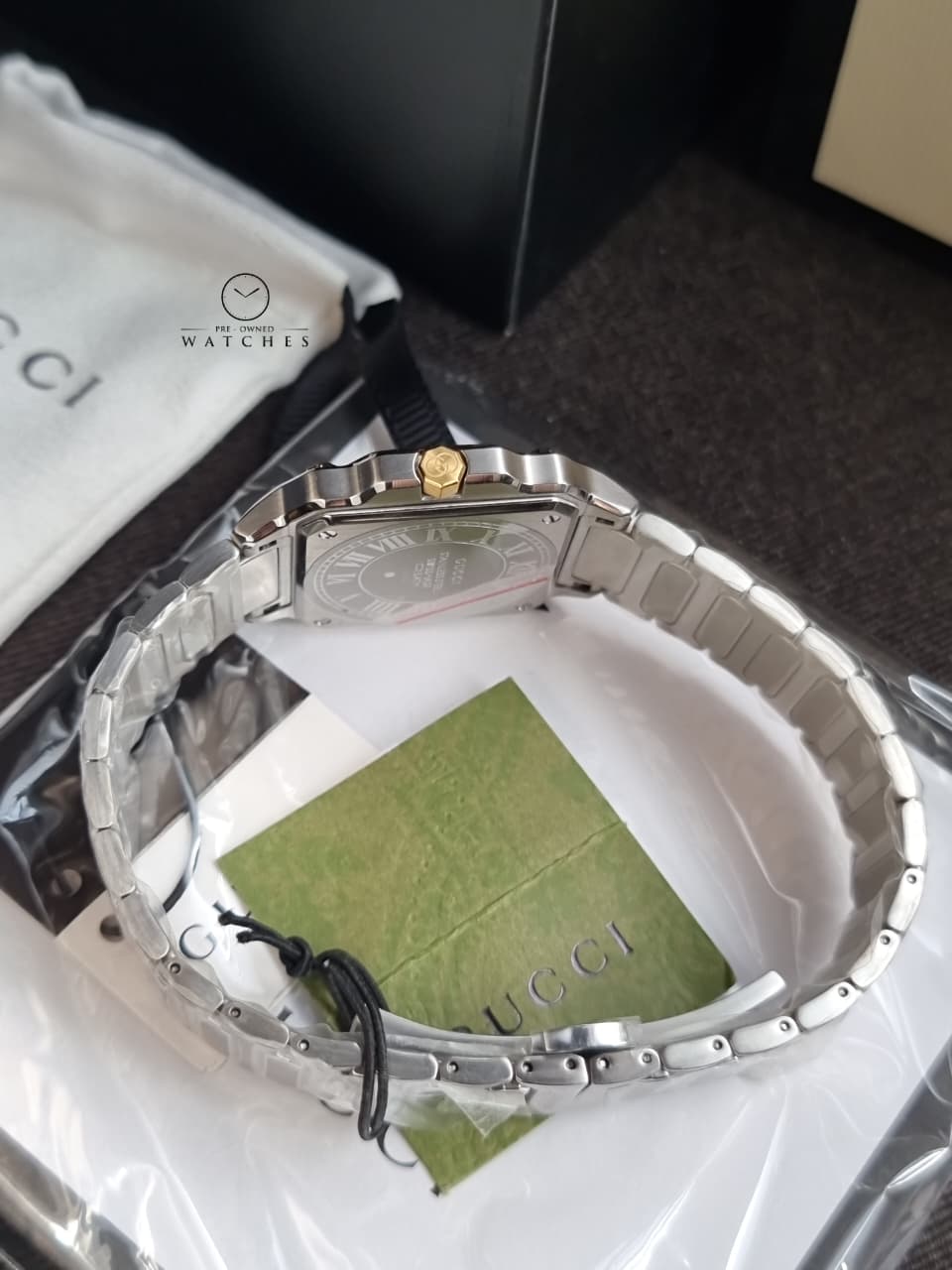 Gucci G-Flat Quartz Stainless Steel 30mm Silver Dial Women's Watch YA166506