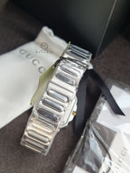 Gucci G-Flat Quartz Stainless Steel 30mm Silver Dial Women's Watch YA166506