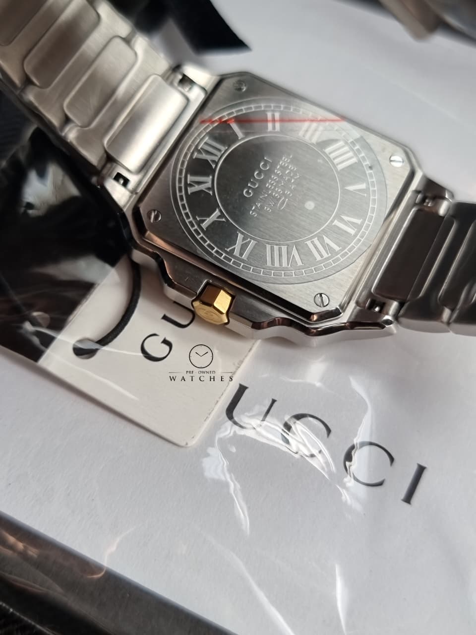 Gucci G-Flat Quartz Stainless Steel 30mm Silver Dial Women's Watch YA166506