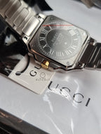 Gucci G-Flat Quartz Stainless Steel 30mm Silver Dial Women's Watch YA166506