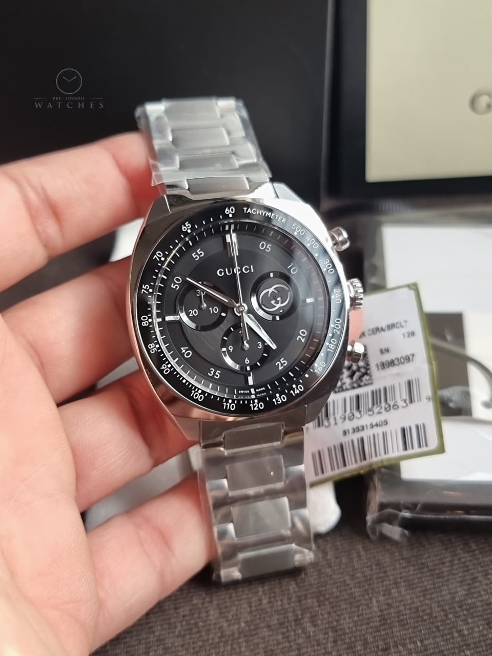 GUCCI Interlocking G Chronograph Quartz Black Dial Men's Watch Item No. YA142316