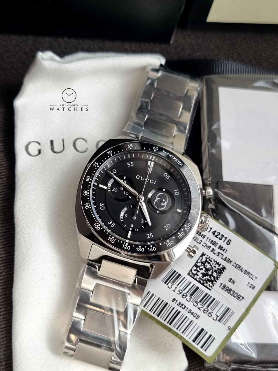 GUCCI Interlocking G Chronograph Quartz Black Dial Men's Watch Item No. YA142316