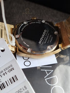 Movado Heritage Series Ondoplan Pale Gold Fluted bezel Ionic Men's Watch 3650217