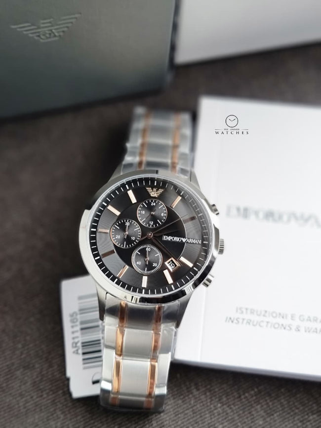 EMPORIO ARMANI Renato Chronograph Quartz Black Dial Men's Watch AR11165 Hover Image