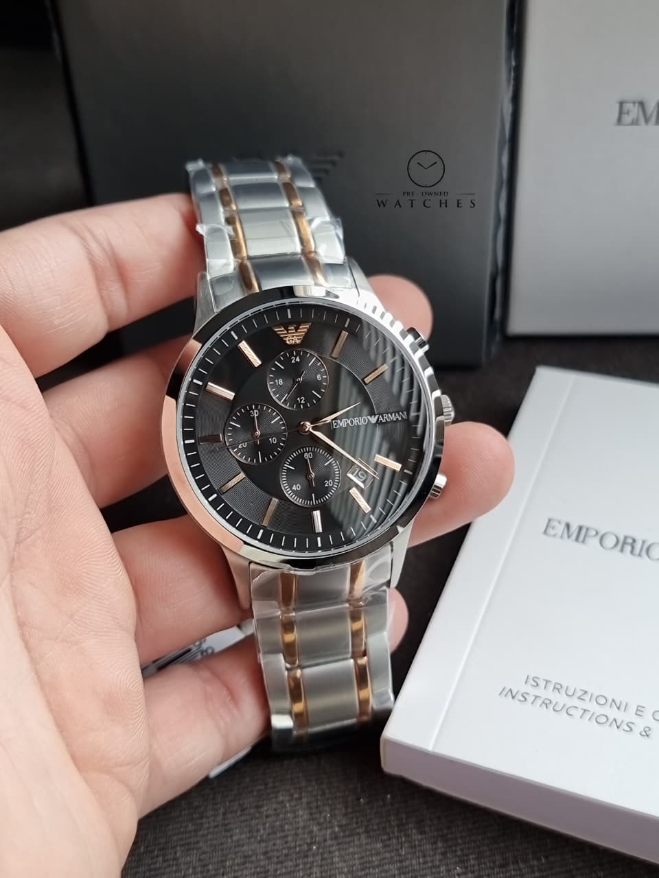 EMPORIO ARMANI Renato Chronograph Quartz Black Dial Men's Watch AR11165