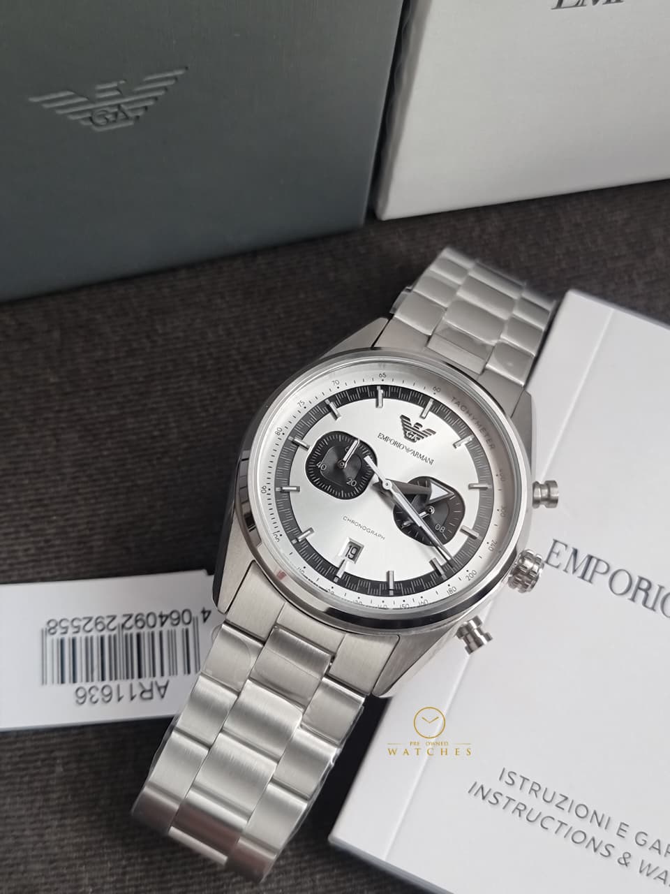 Emporio Armani Silver Tone Chronograph Watch AR11636