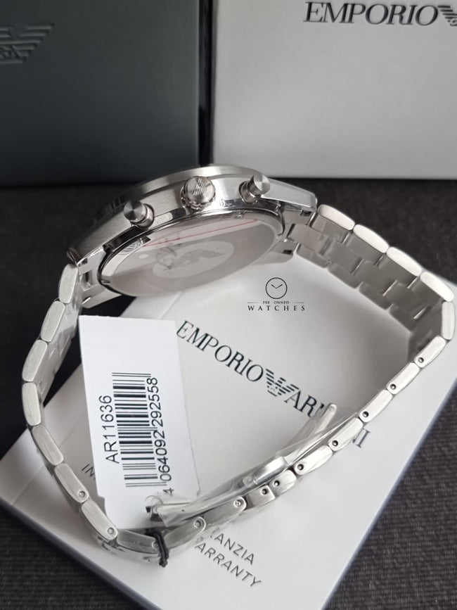 Emporio Armani Silver Tone Chronograph Watch AR11636 Main Image