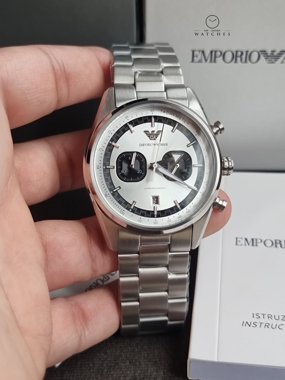 Emporio Armani Silver Tone Chronograph Watch AR11636