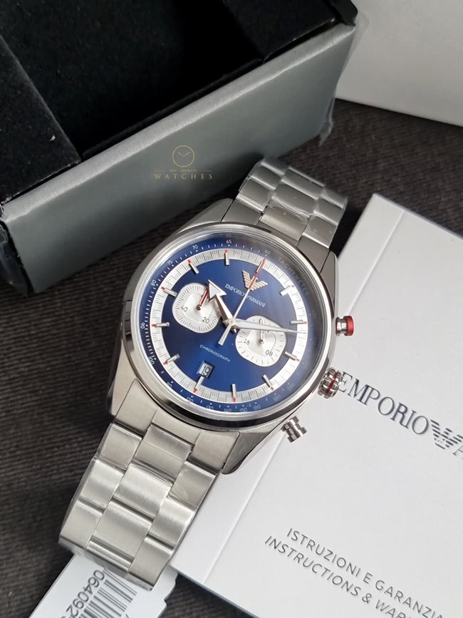 Emporio Armani Racer Chronograph Blue Dial Quartz Men's Watch AR11676 Hover Image