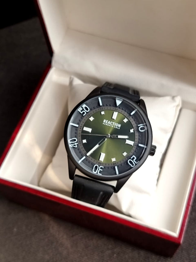 Kenneth Cole Black Rubber Strap Green Dial Gents Watch RK51104003 Hover Image