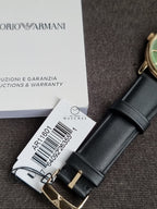 Emporio Armani Watch for Men, Quartz Three Hand Date Movement and 42mm Case Size with Leather Strap