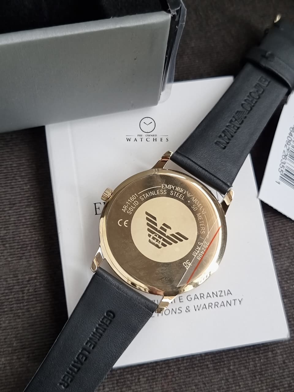 Emporio Armani Watch for Men, Quartz Three Hand Date Movement and 42mm Case Size with Leather Strap