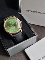 Emporio Armani Watch for Men, Quartz Three Hand Date Movement and 42mm Case Size with Leather Strap