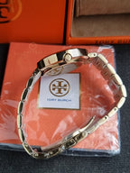 Tory Burch TBW6208 Miller White Logo Dial Gold Stainless Steel Band Women's Watch