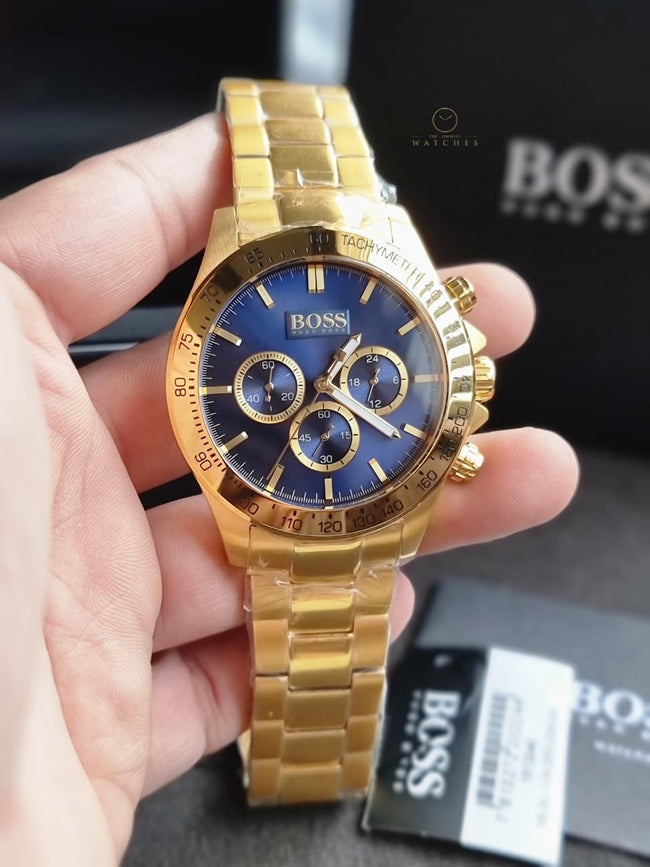 Hugo Boss Men’s Chronograph Quartz Stainless Steel Blue Dial 44mm Watch 1513340 Main Image