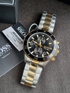 Hugo Boss Men’s Quartz Two-Tone Stainless Steel Black Dial 45mm Watch 1513908