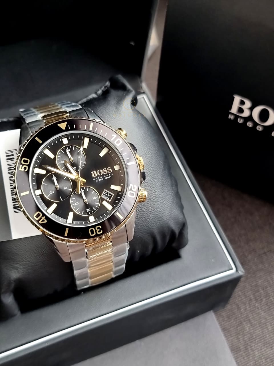 Hugo Boss Men’s Quartz Two-Tone Stainless Steel Black Dial 45mm Watch 1513908