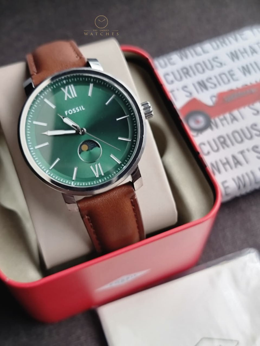 Fossil BQ2907 Rhett Multifunction Brown Leather Watch Fossil Rhett 43mm Multifunction Brown Leather Watch Green  main image 2