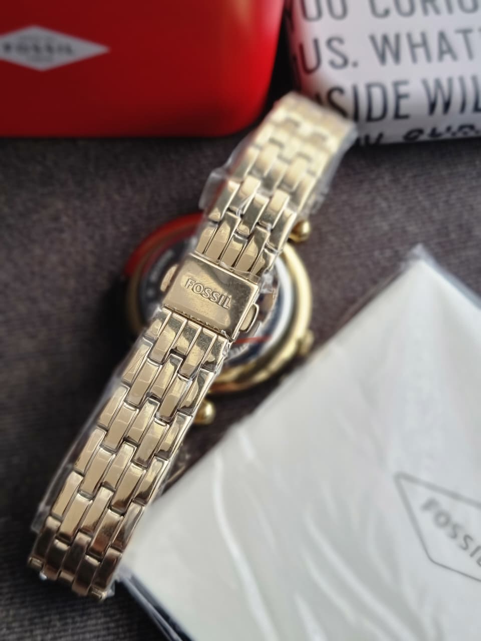 Fossil Tillie Gold Quartz Stainless Steel Watch BQ3498 (Without BOX)