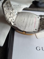 Gucci Men’s Swiss Made Quartz Silver Stainless Steel Champagne Dial 38mm Watch YA163405
