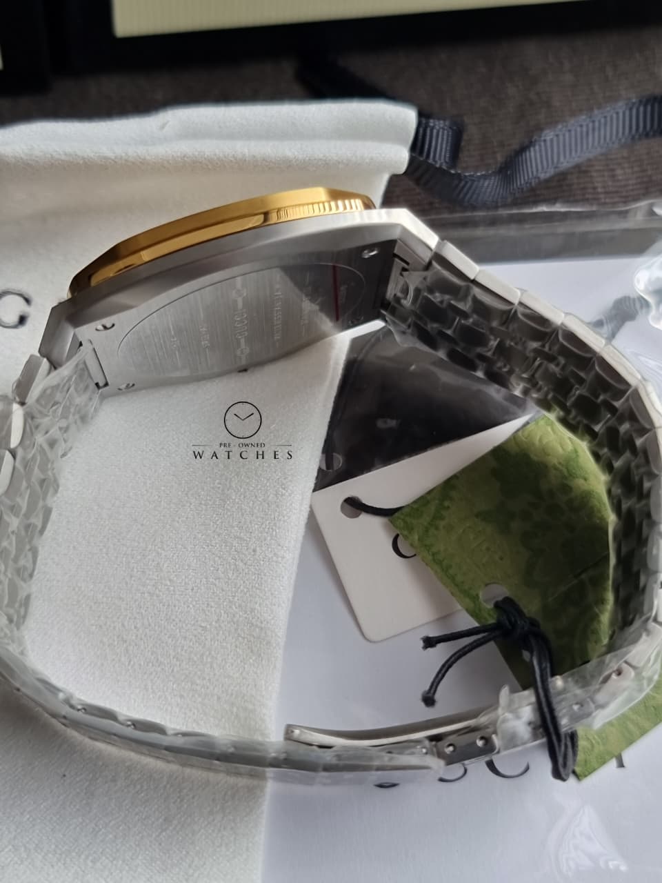 Gucci Men’s Swiss Made Quartz Silver Stainless Steel Champagne Dial 38mm Watch YA163405
